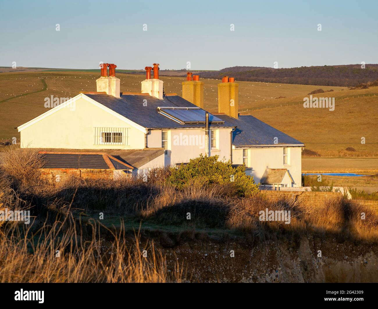 Alten Coastguard Cottages in Seaford Kopf Stockfoto