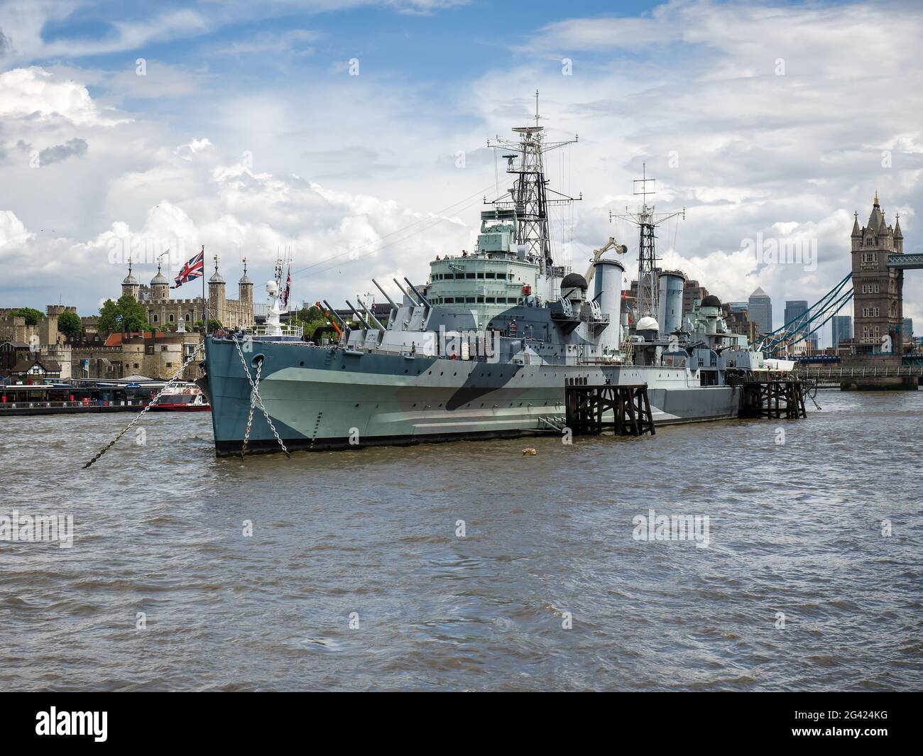 Ansicht der HMS Belfast London Stockfoto
