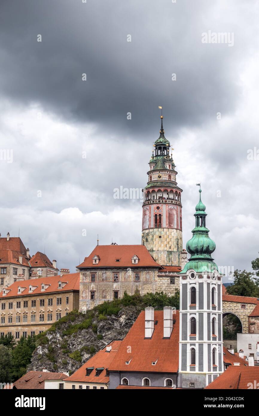 Der staatlichen Burg- und Schlosskomplex von Cesky Krumlov Stockfoto