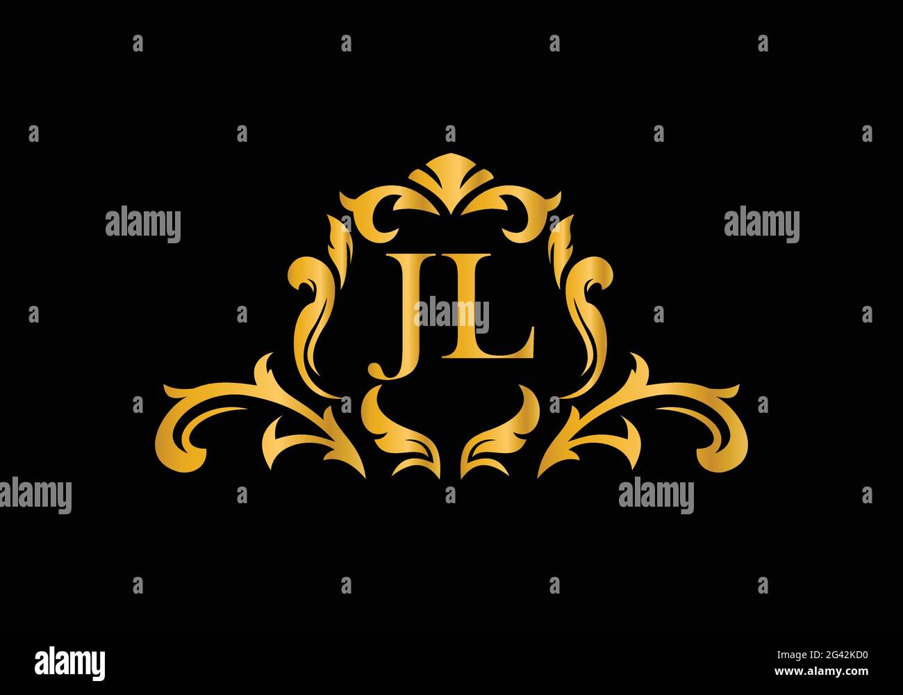 Luxus Alphabet Buchstaben J L. Golden Floral Alphabet . Monogram Initialen perfekt für Hochzeitseinladungen, Grußkarte, Logo und anderes Design. Stock Vektor