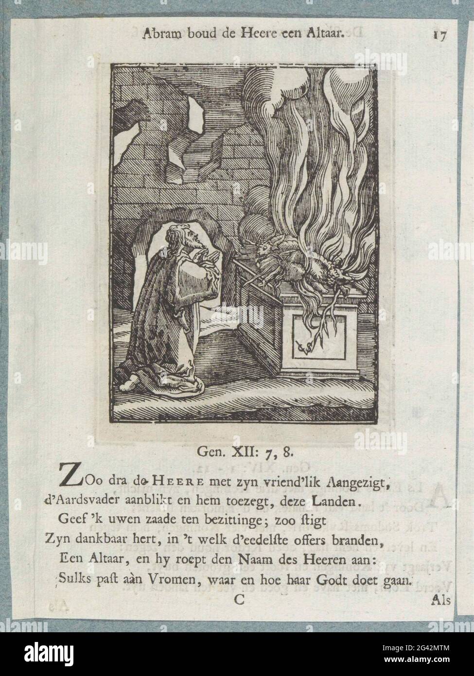 Abraham baut einen Altar, Abram Boud de Heere einen Altar. In Kanaan