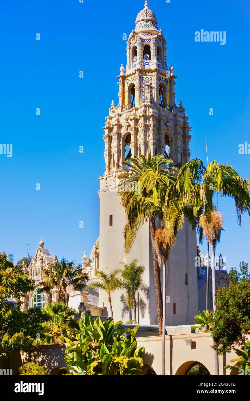 St. Francis Glockenturm, Museum of man, Balboa Park, San Diego, Kalifornien, USA Stockfoto