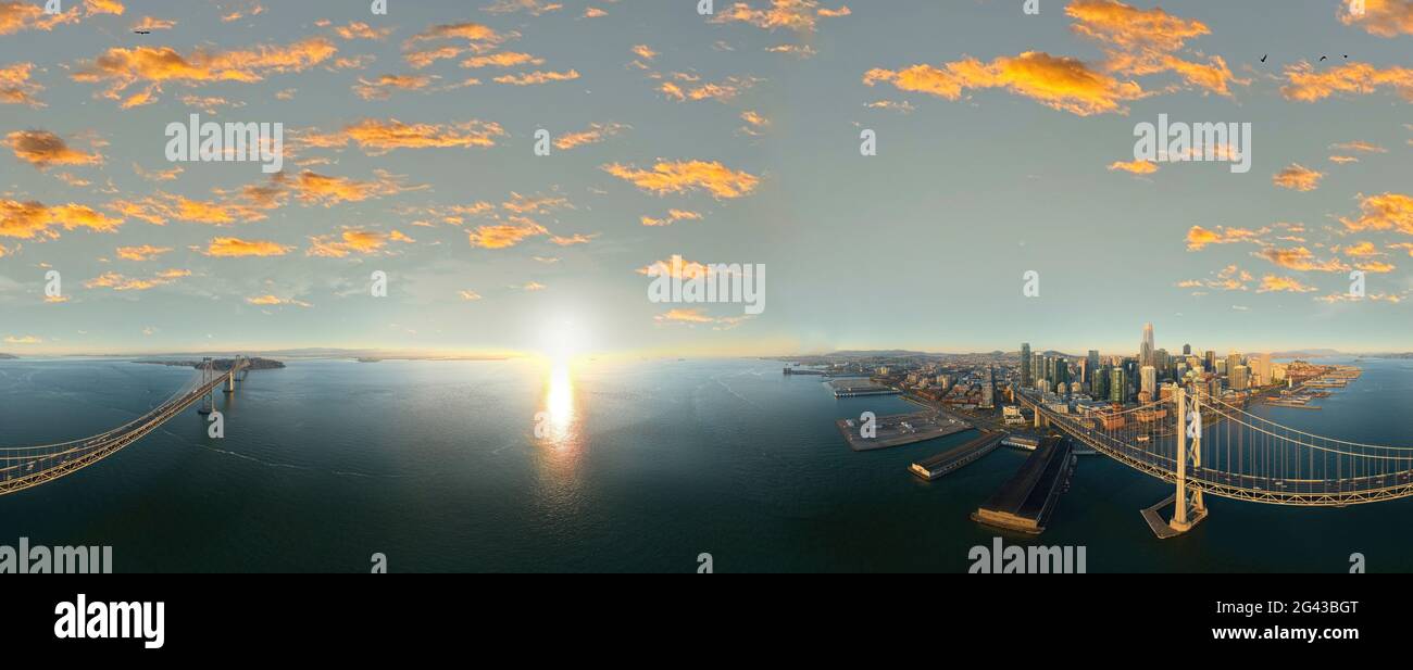 Luftpanorama von 360 Grad von San Francisco, Kalifornien, USA Stockfoto