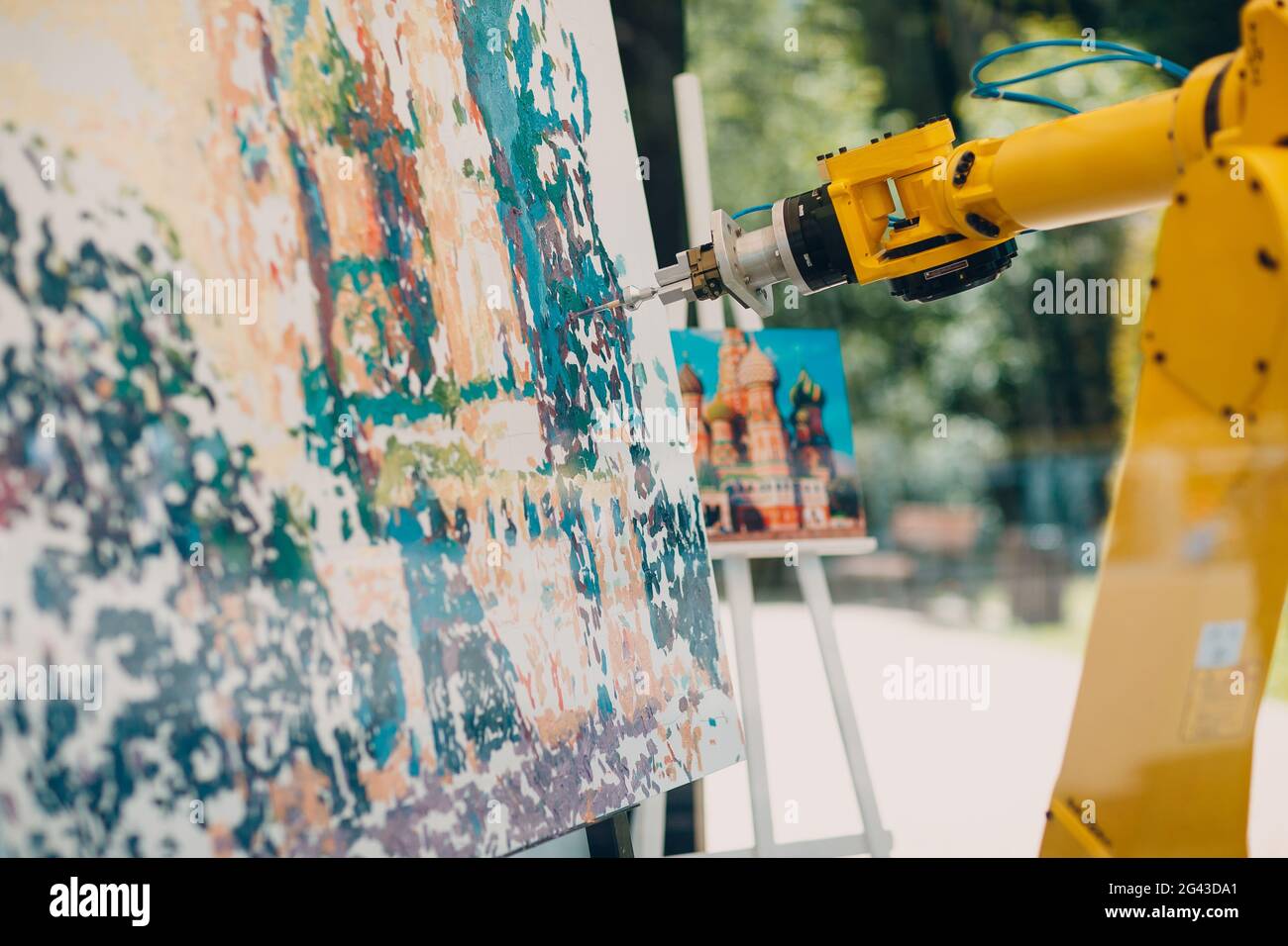 Roboter Maler zeichnen pictureÑŽ Stockfoto