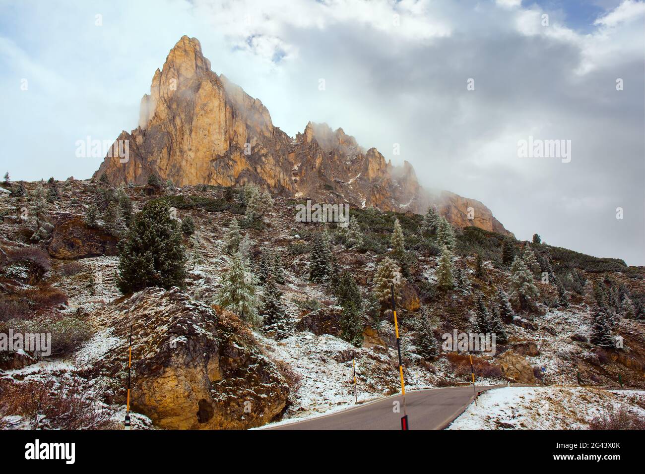 Der erste Schnee fiel Stockfoto