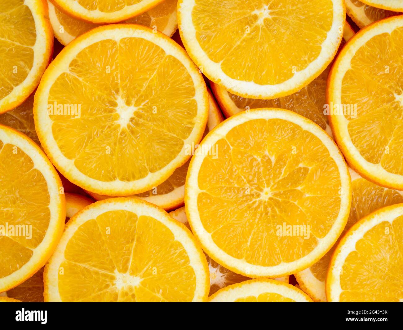 Vollständiges Bild mit orangen Scheiben Stockfoto
