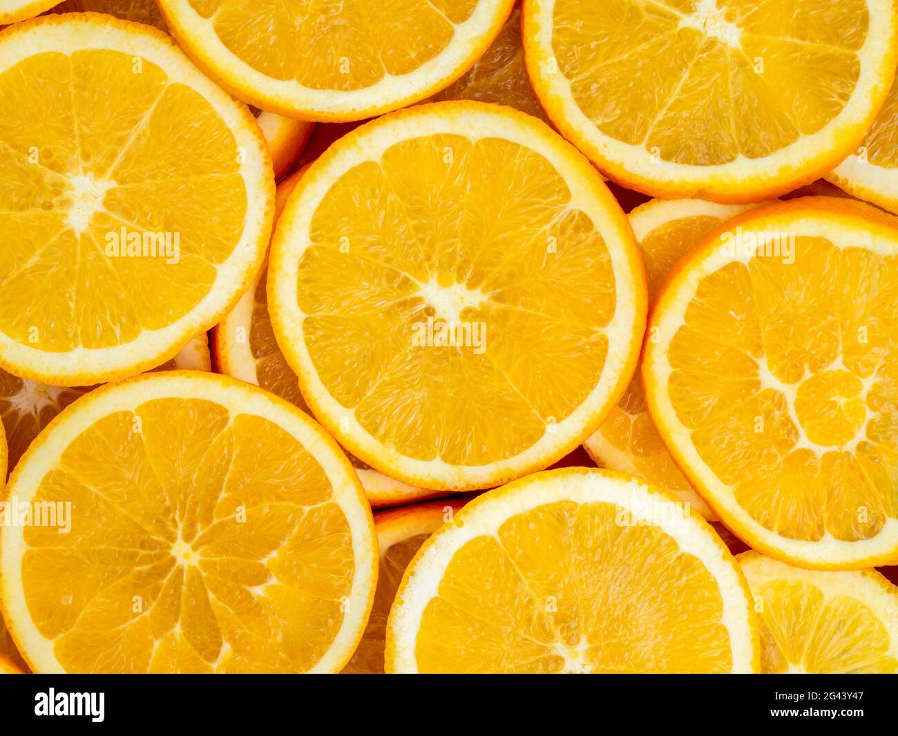 Vollständiges Bild mit orangen Scheiben Stockfoto
