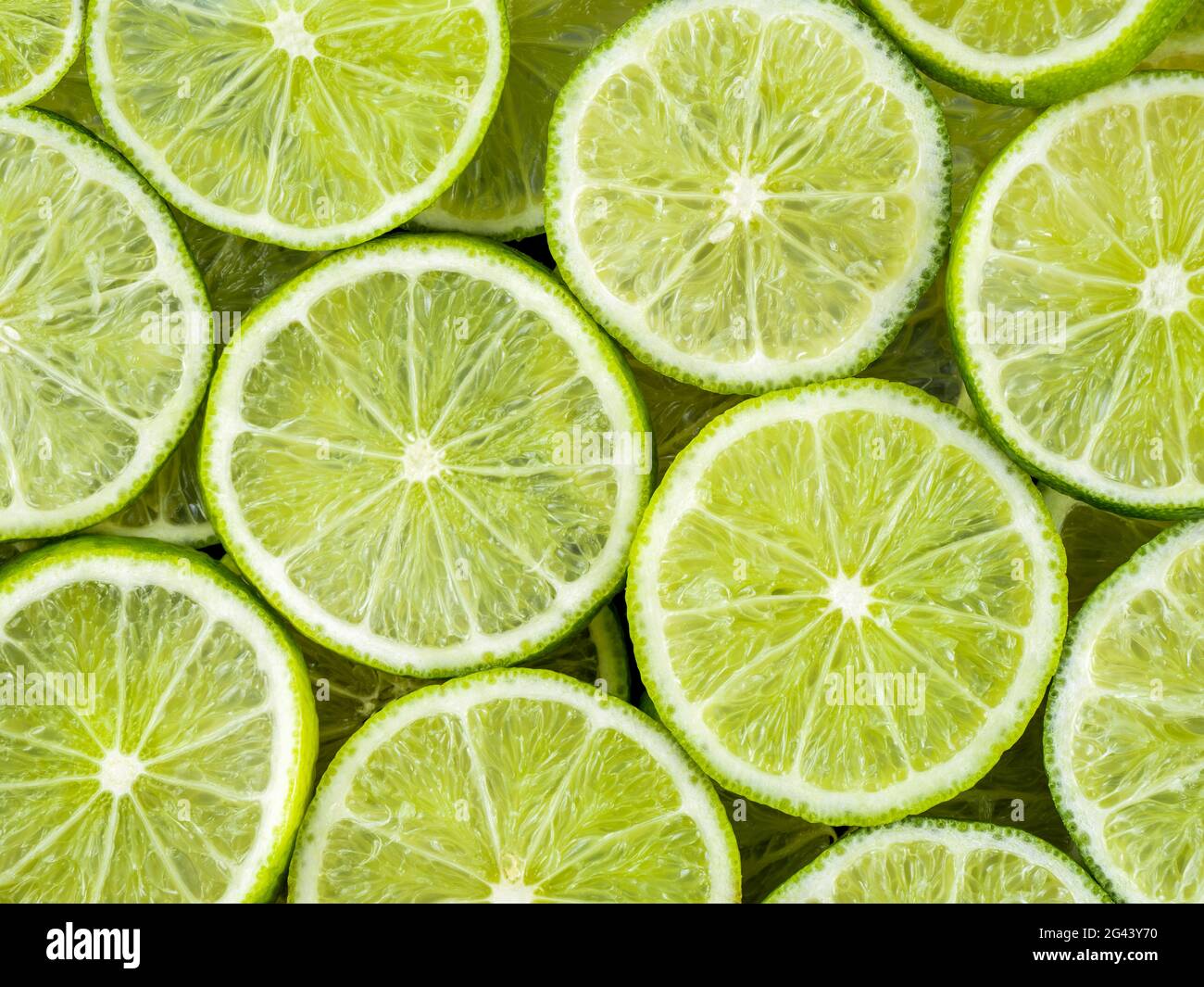 Vollständiges Bild von grünen Limettenscheiben Stockfoto