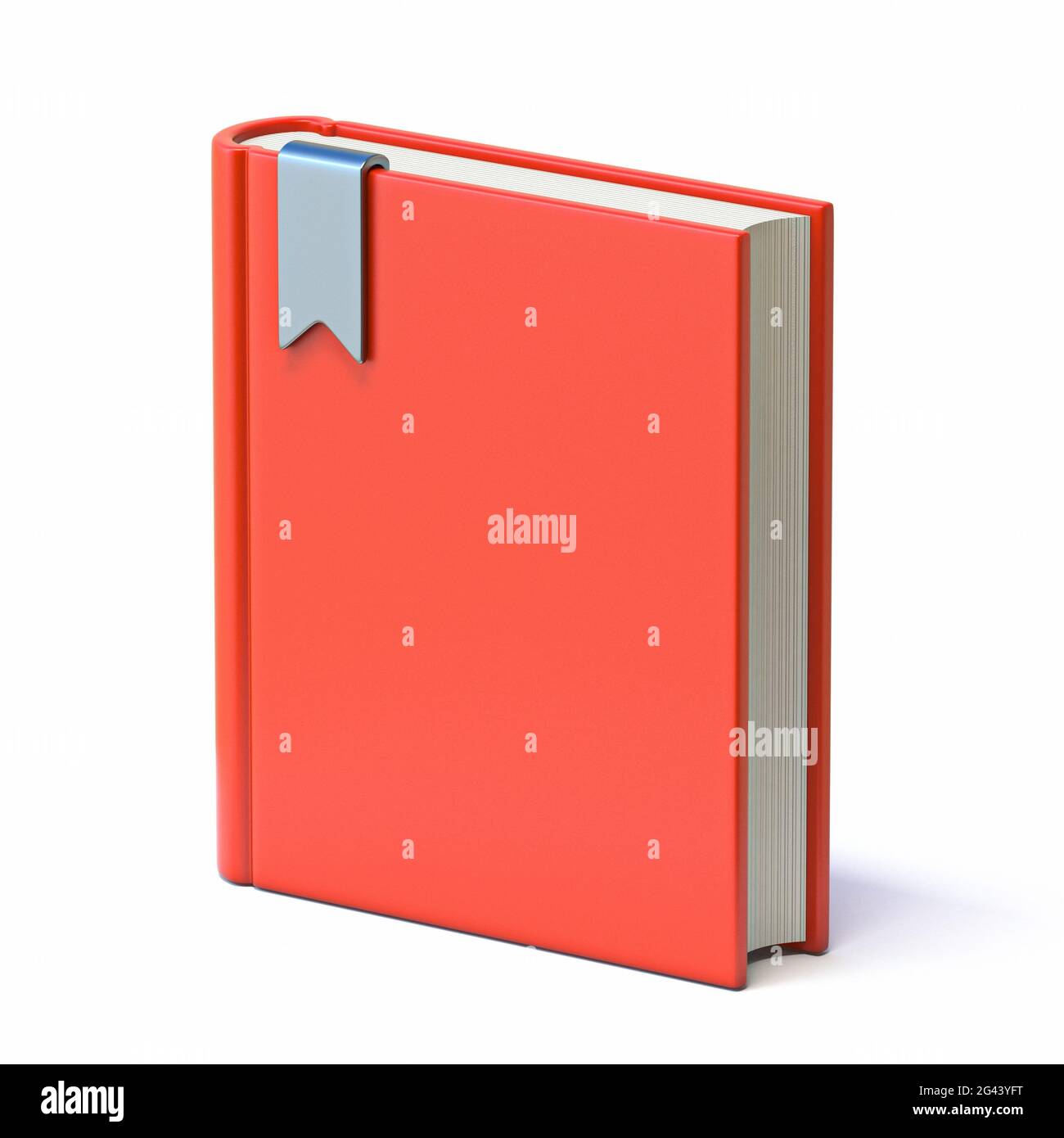 Rotes Buch mit Lesezeichenband 3D Stockfoto