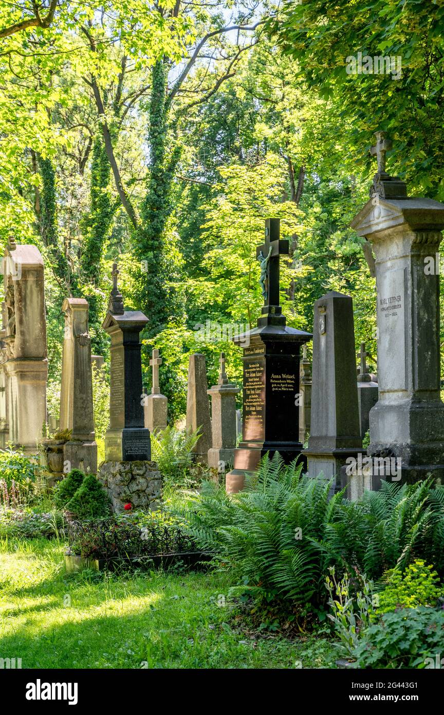 Alter Südfriedhof; Glockenbachviertel München; angelegt 1563; im Auftrag von Herzog Albrecht V.; Stockfoto