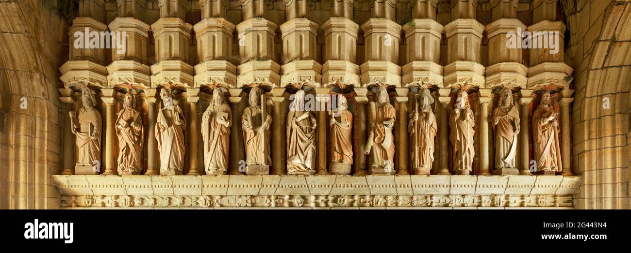 Zwölf Apostel Statuen, Saint-Germain Kirche, Pleyben, Finestre, Bretagne, Frankreich Stockfoto