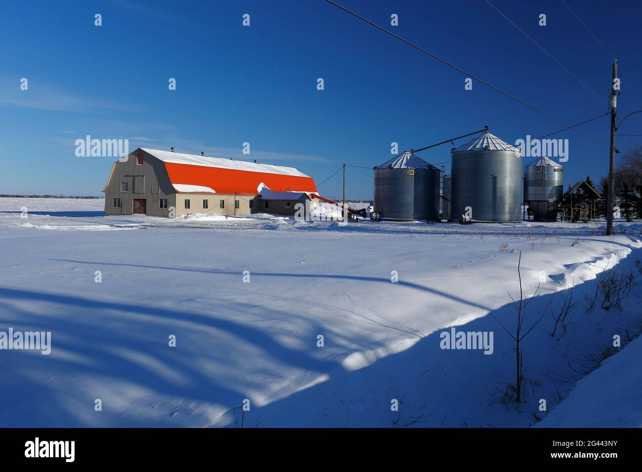 Farm im Winter, Quebec, Kanada Stockfoto