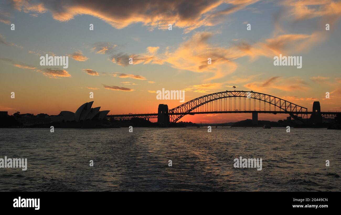 Sydney, 10. April 2016. Sonnenuntergang in Sydney. Stockfoto