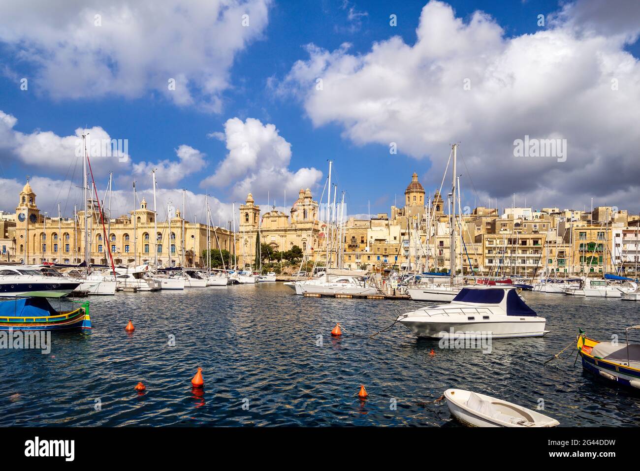 Blick von Vittoriosa nach Kalkara, Malta, Mittelmeer, Europa Stockfoto