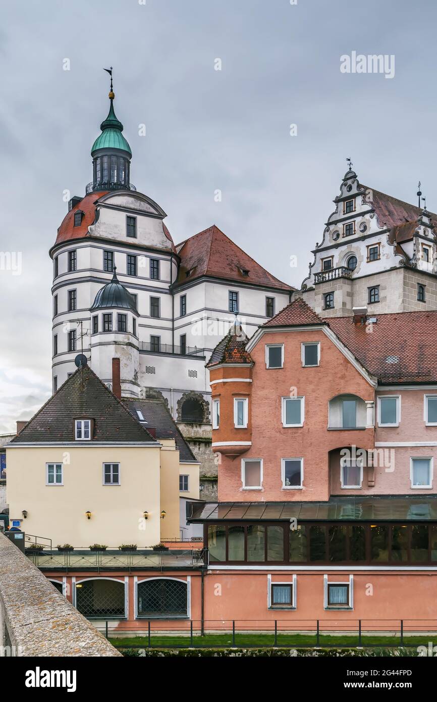 Blick auf Schloss, Neuburg an der Donau, Deutschland Stockfoto