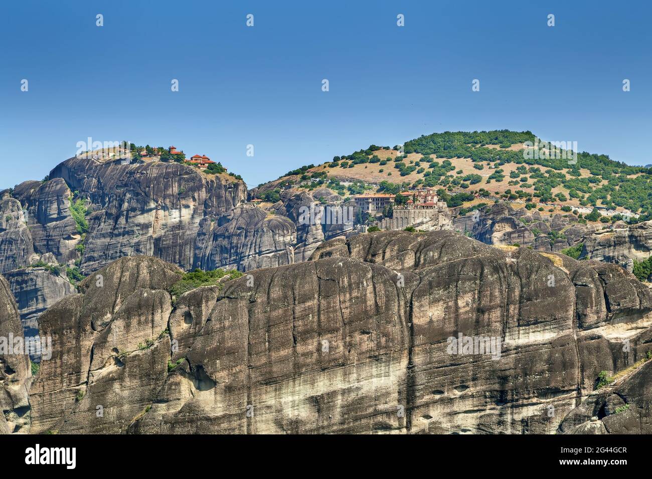 Kloster von Varlaam und Great Meteoron in Meteora, Griechenland Stockfoto