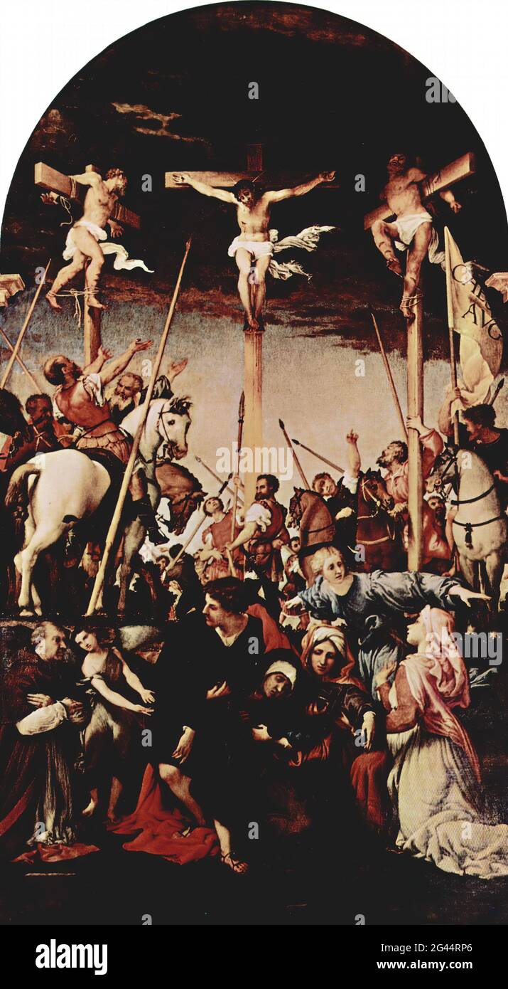 Lorenzo Lotto - Kreuzigung 1531 Stockfoto