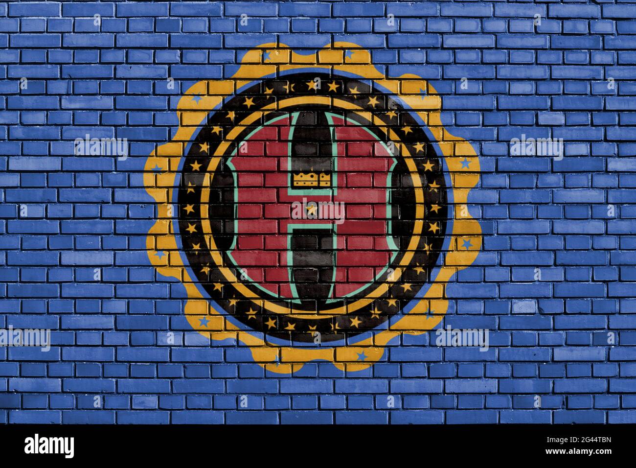 Flagge von Hamilton County, Ohio auf Ziegelmauer gemalt Stockfoto
