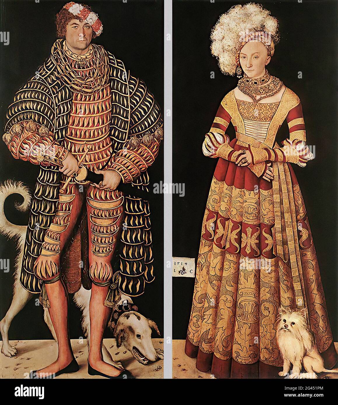 Lucas Cranach der Ältere - Porträts Henry Fromme Herzog Sachsen seine Frau Katharin von Mecklenburg 1514 Stockfoto