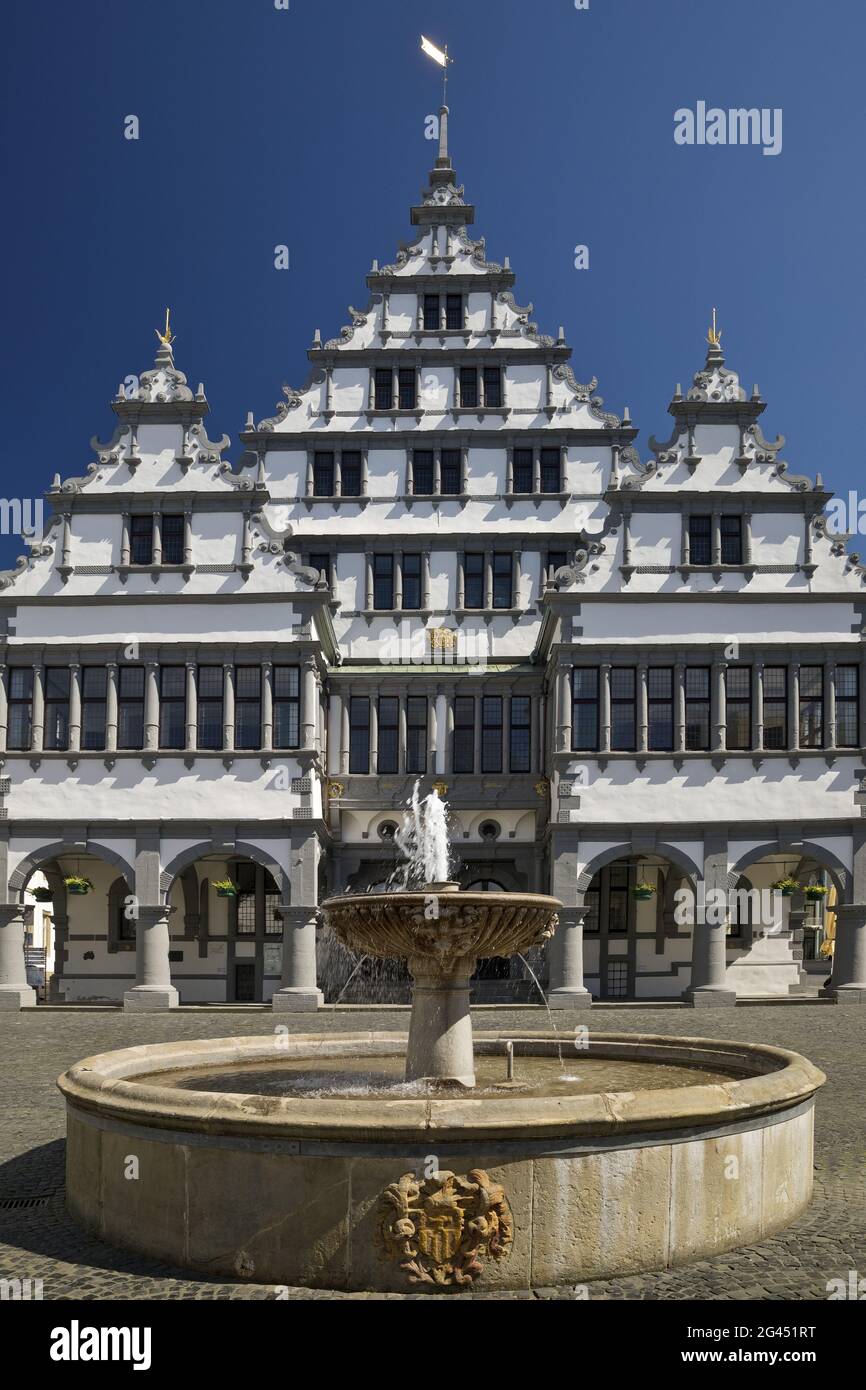 Rathaus im Stil der Weserrenaissance, Paderborn, Nordrhein-Westfalen, Deutschland, Europa Stockfoto