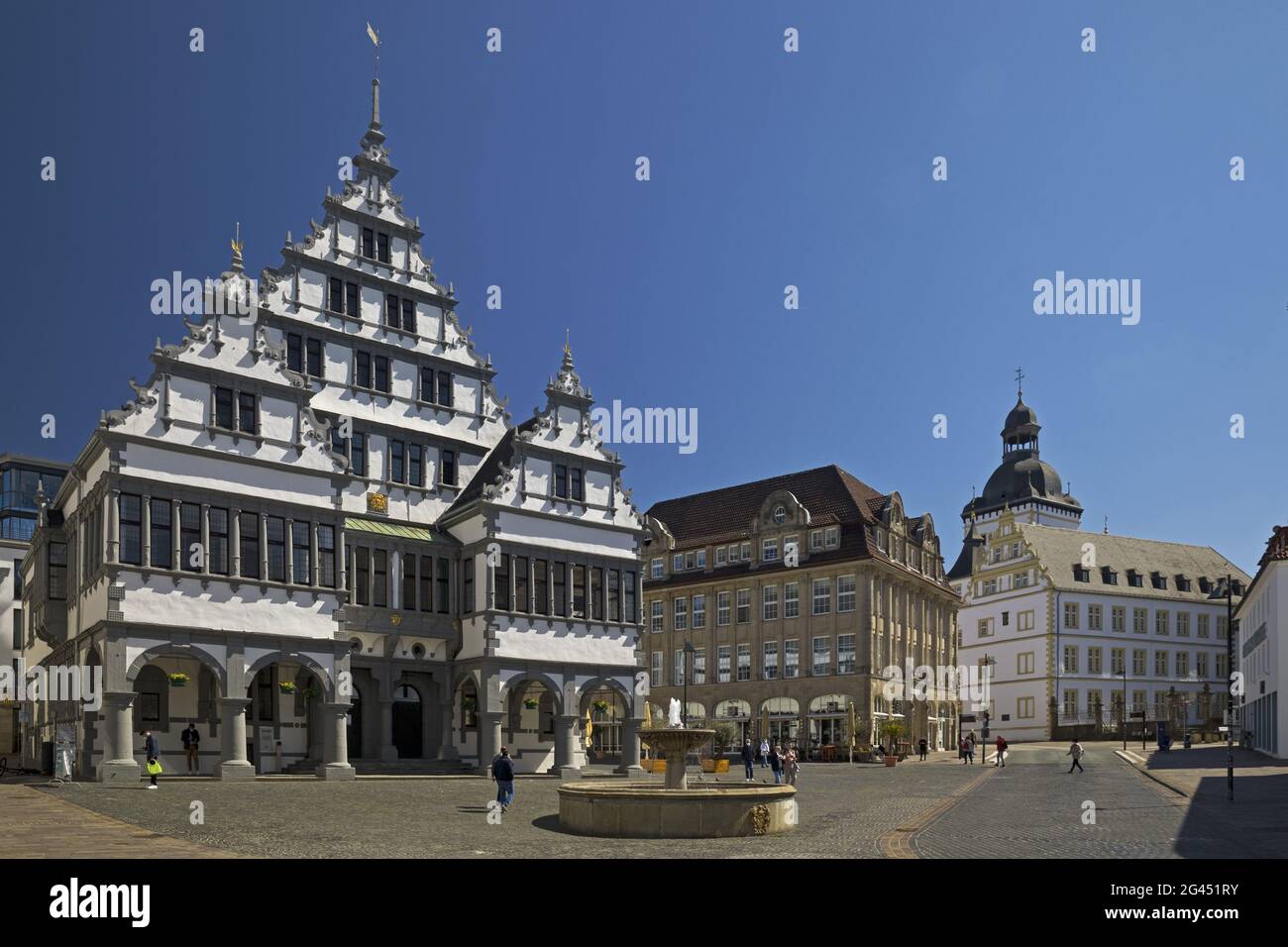 Rathaus im Stil der Weserrenaissance, Paderborn, Nordrhein-Westfalen, Deutschland, Europa Stockfoto