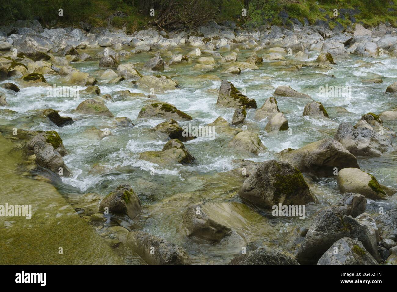Fluss Weissach im Kreuther Tal, Oberbayern, Bayern, Deutschland, Europa Stockfoto