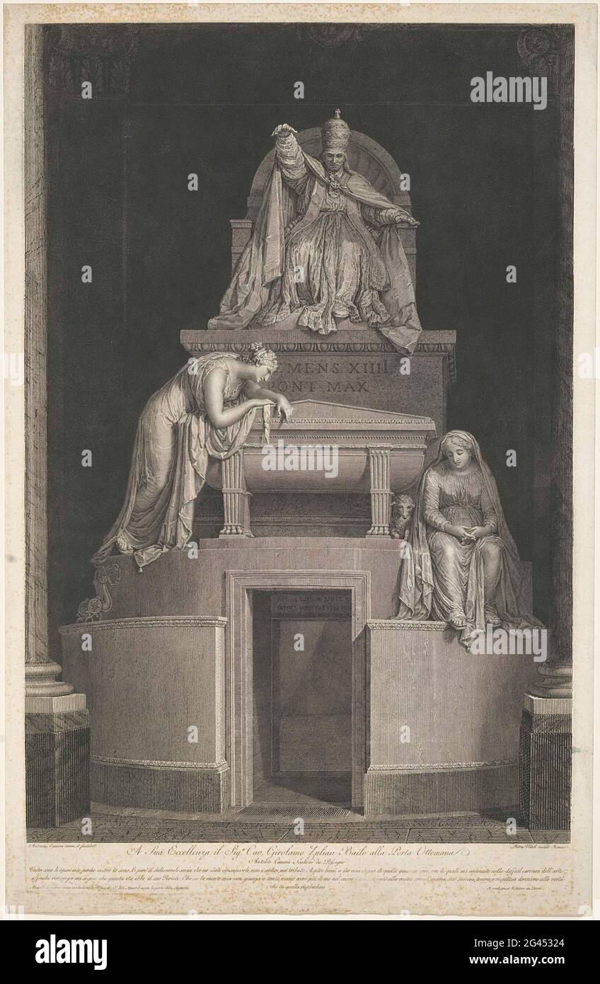 Grab von Papst Clemens XIV. Das Grab von Papst Clemens XIV. Vom italienischen Bildhauer Antonio Canova. Einsatz auf Italienisch unter dem rat. Stockfoto
