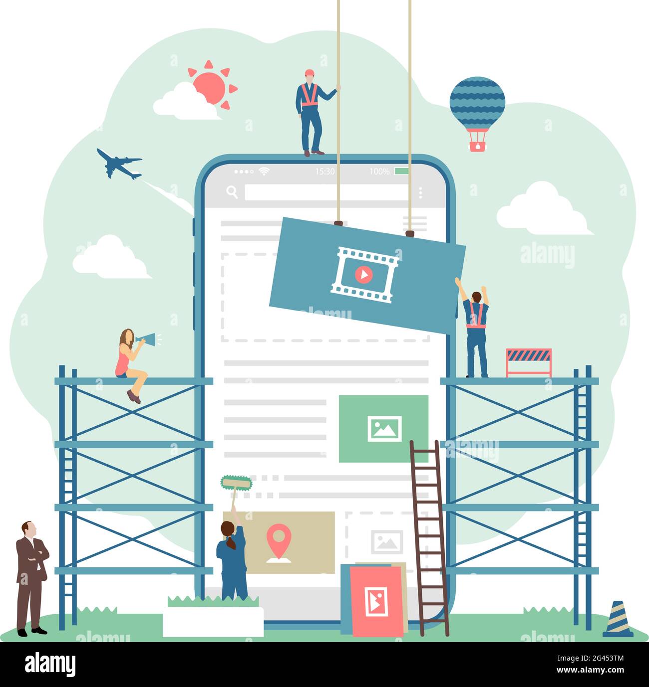 Mobile Web-Entwicklung Konzept Vektor-Illustration Stock Vektor