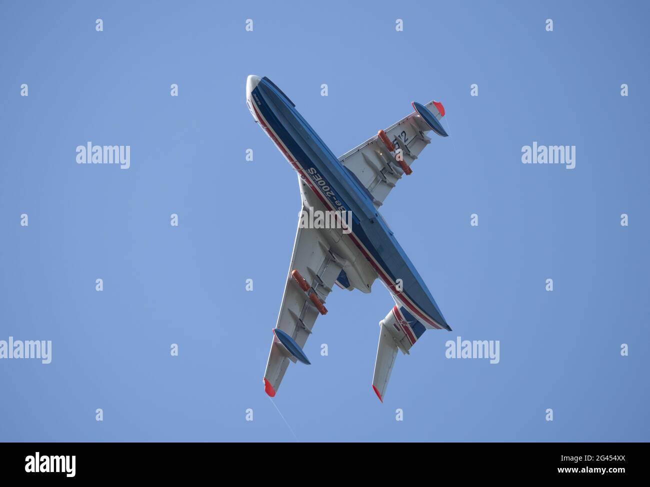 Moskau Russland Zhukovsky Airfield 31 August 2019: Demonstrationsflug eines Jet-Mehrzweck-Amphibienflugzeugs Be-200 die Inter Stockfoto