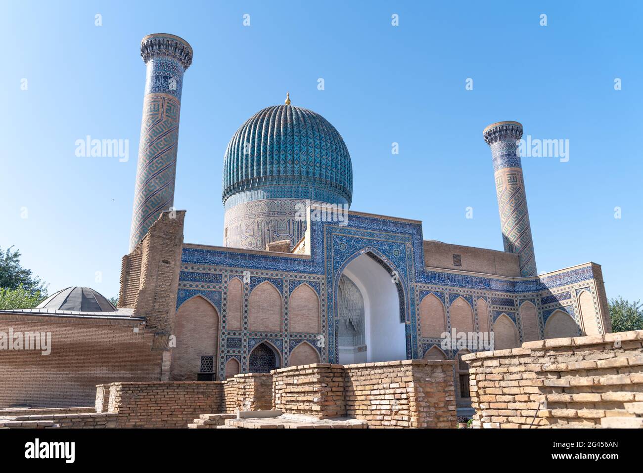 Außen der alten usbekischen Grab - Amir Temur maqbarasi, Goâ €˜ri Amir in Usbekistan. Stockfoto