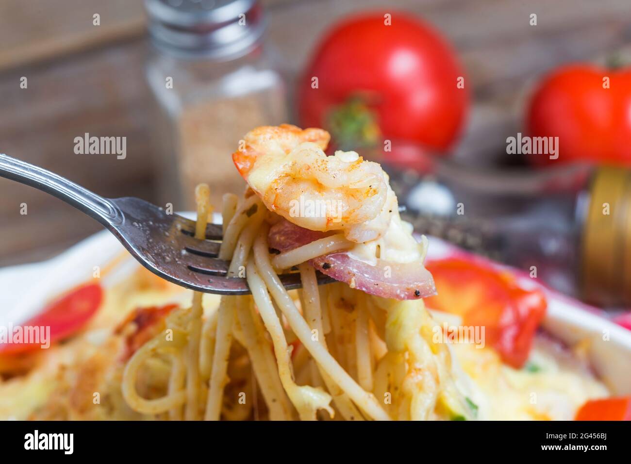 Meeresfrüchte Pasta, Garnelen Stockfoto