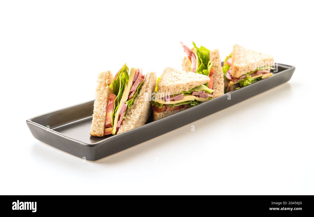 Sandwich auf weißem Hintergrund Stockfoto