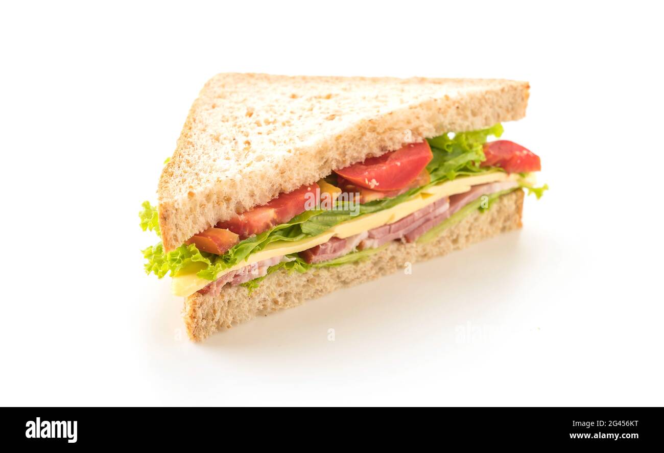 Sandwich auf weißem Hintergrund Stockfoto