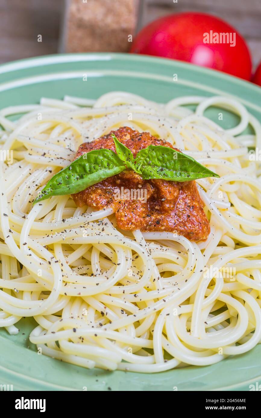 Meeresfrüchte Pasta, Garnelen Stockfoto