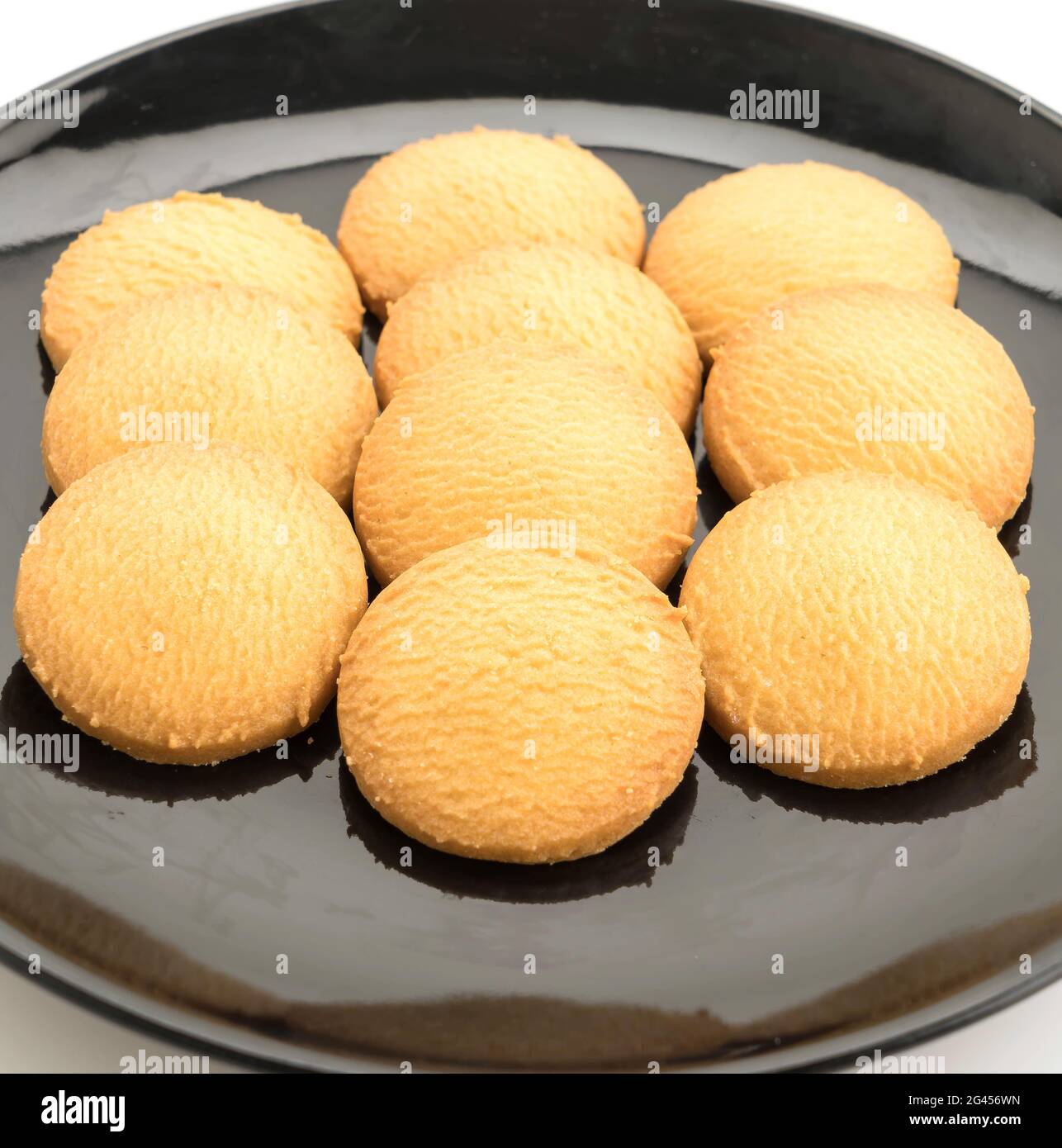 Butter Cookies auf weißem Hintergrund Stockfoto