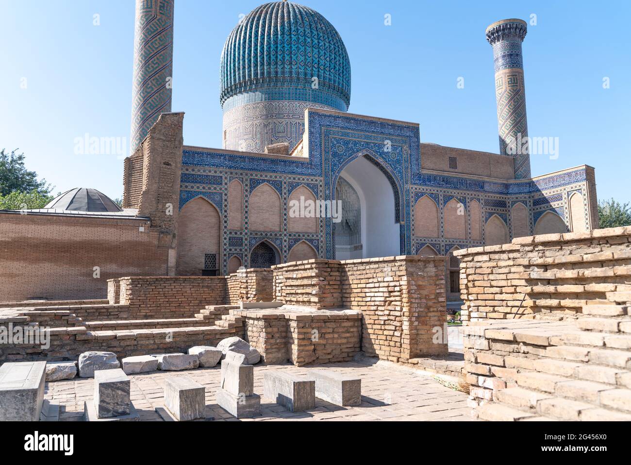 Außen der alten usbekischen Grab - Amir Temur maqbarasi, Goâ €˜ri Amir in Usbekistan. Stockfoto