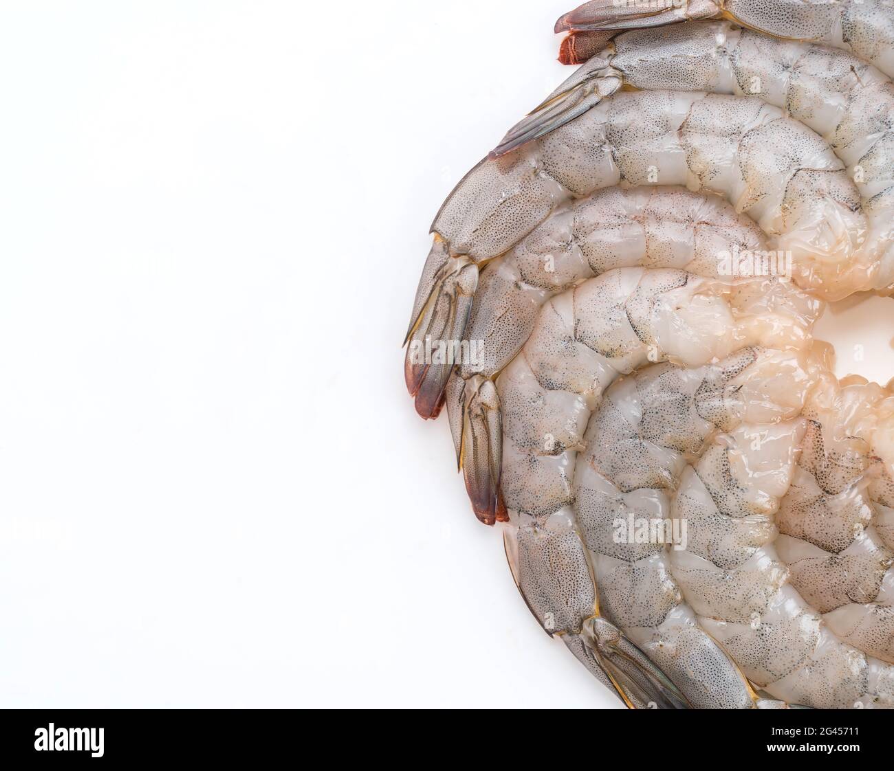 Frische Krabben/Garnelen auf weißem Hintergrund Stockfoto