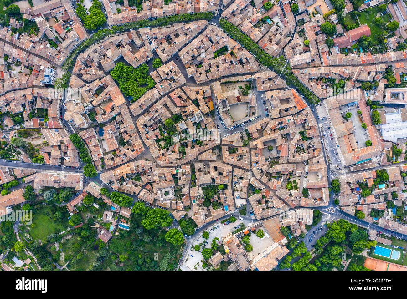 Luftaufnahme der historischen Stadt Uzes, Frankreich Stockfoto