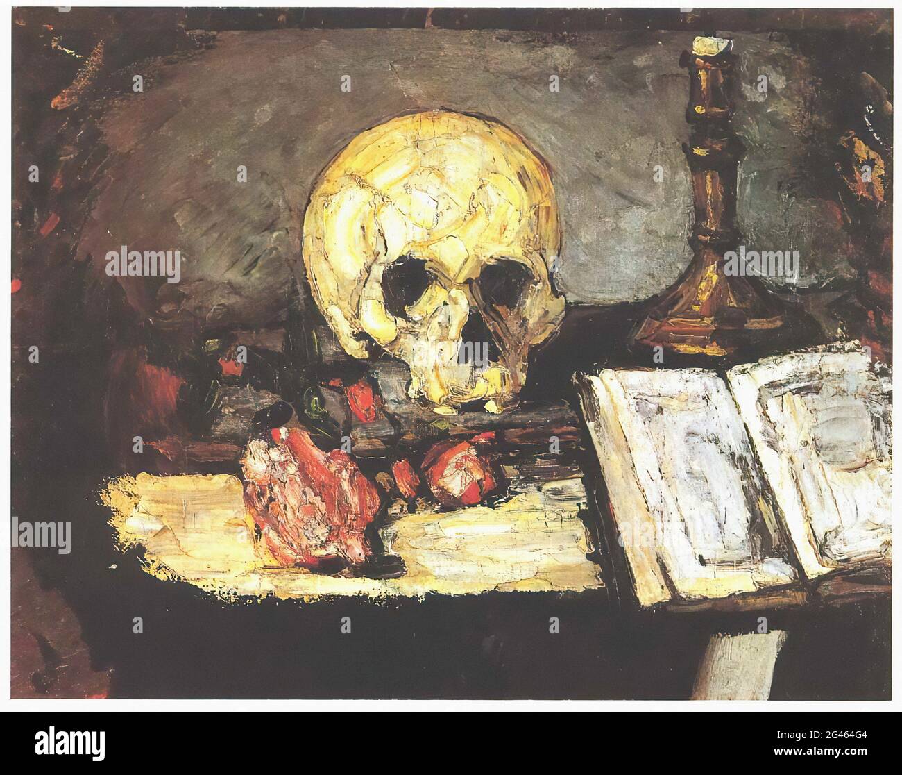 Paul Cézanne - Still Life with Skull Candle Book 1866 Stockfoto