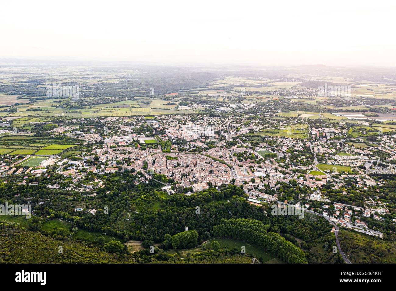 Luftaufnahme der historischen Stadt Uzes, Frankreich Stockfoto