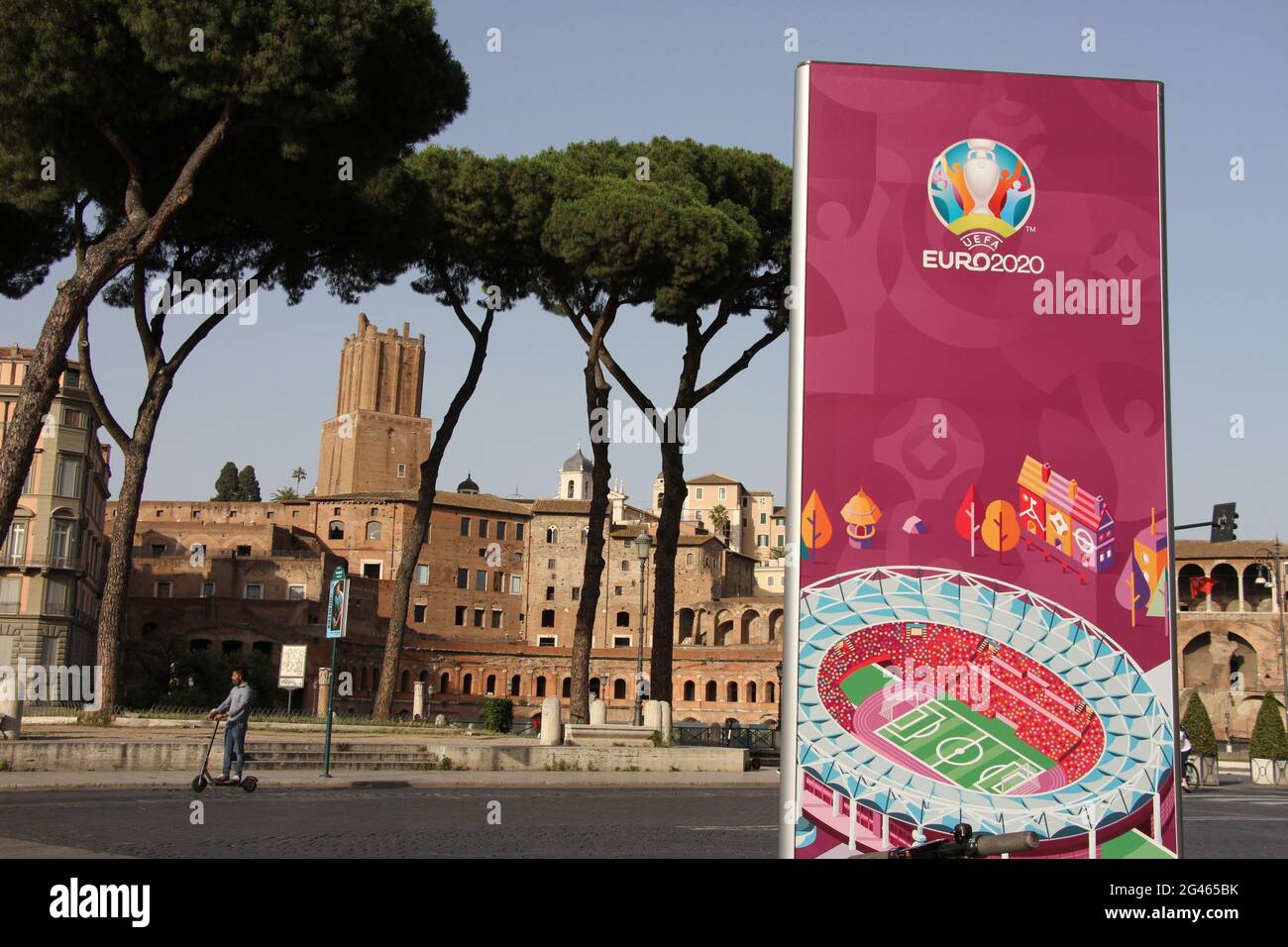 Euro 2020 Fußball auf der Via dei Fori Imperiali Rom Stockfoto