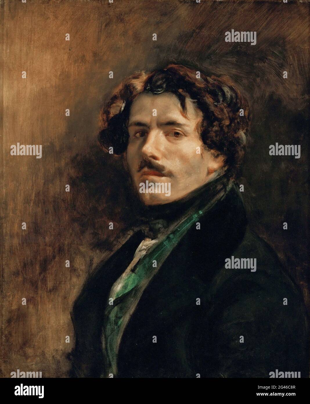 Titel: Selbstporträt Ersteller: Eugène Delacroix Datum: ca.1837 Medium: Öl auf Leinwand Maße: 65x54 cms Ort: Louvre, Paris, Frankreich Stockfoto