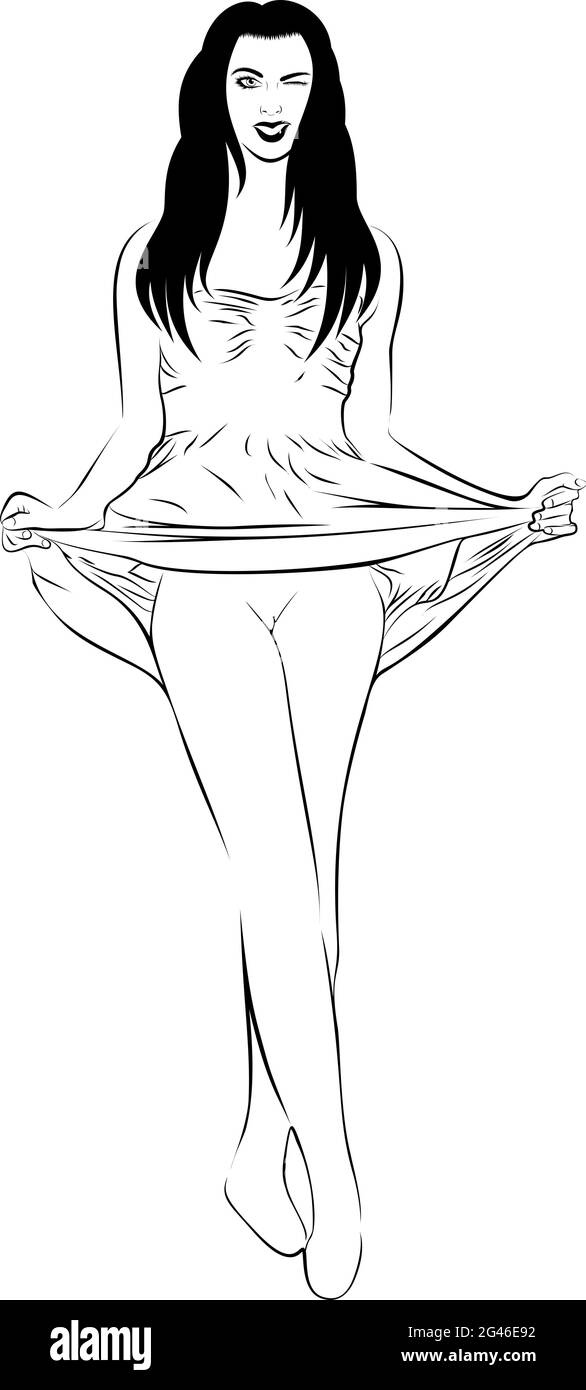 Frau geben einen Augenzwinkern mit erhabenen Rock Vektor-Illustration Stock Vektor