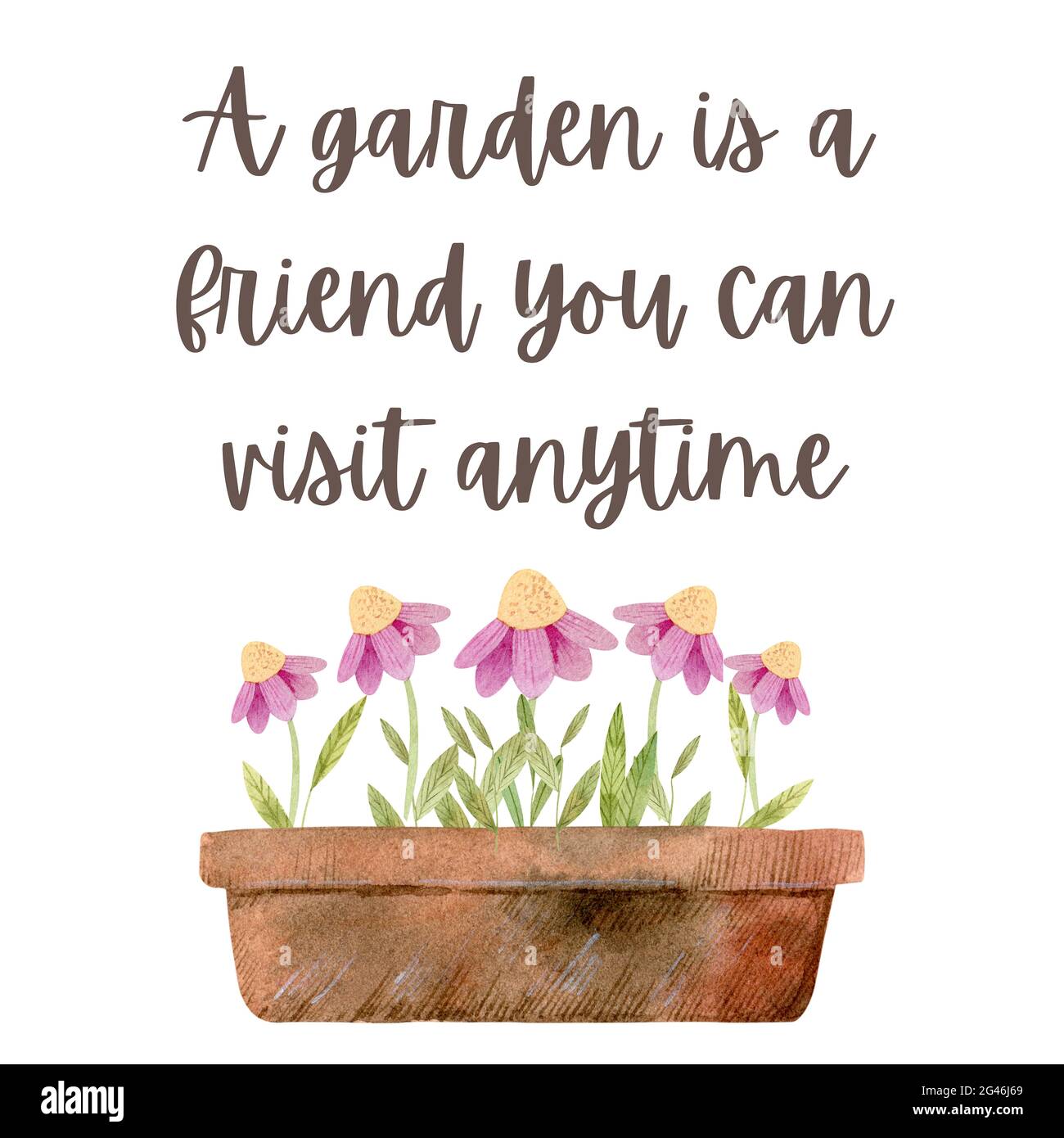 Inspiration Zitat: 'Ein Garten ist ein Freund Stockfoto