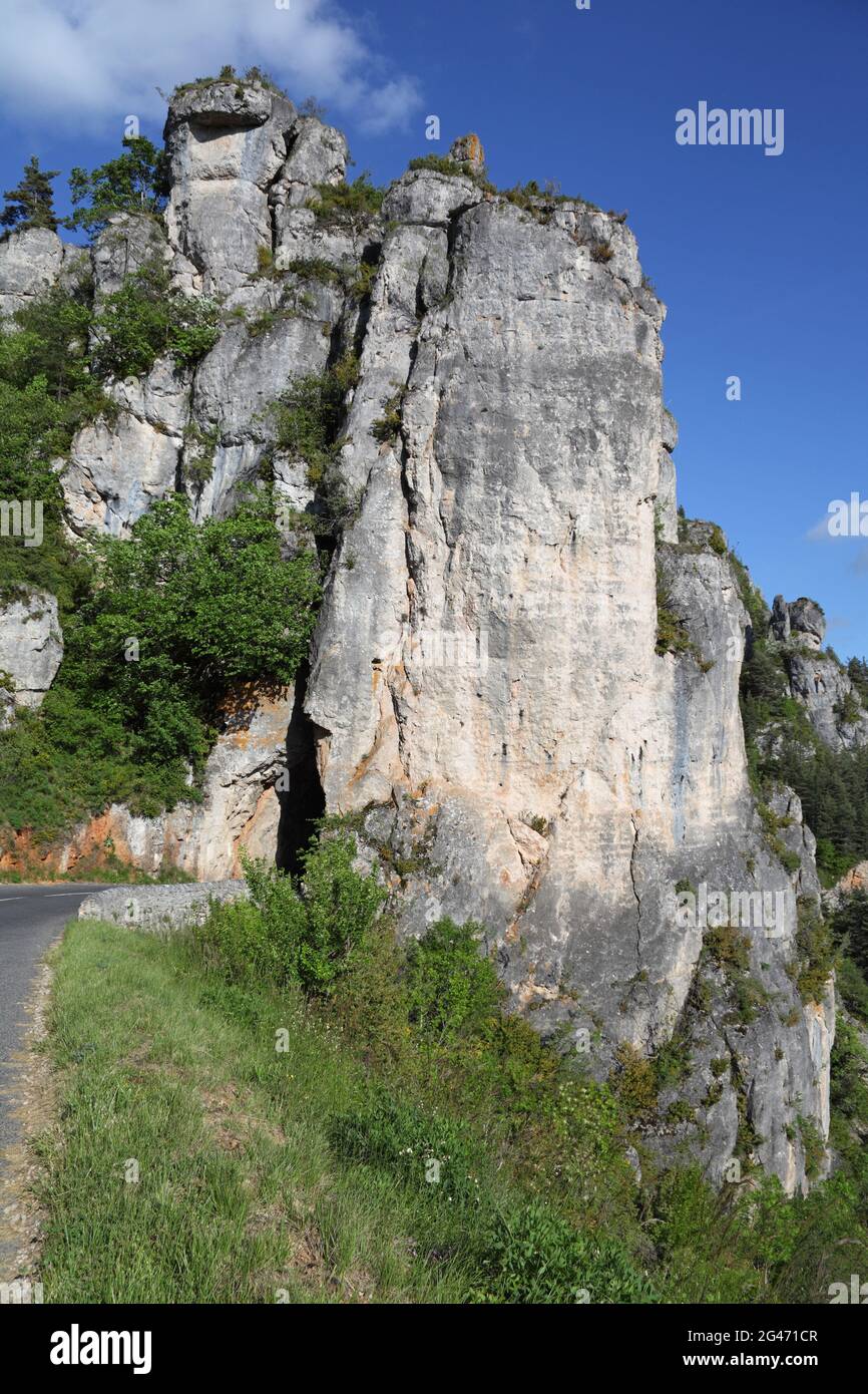 Felsformation, Schluchten des Jonte und der Grands Causses, Top-Standort in Okzitanien, wird bald zum Grand Site of France gelistet Stockfoto
