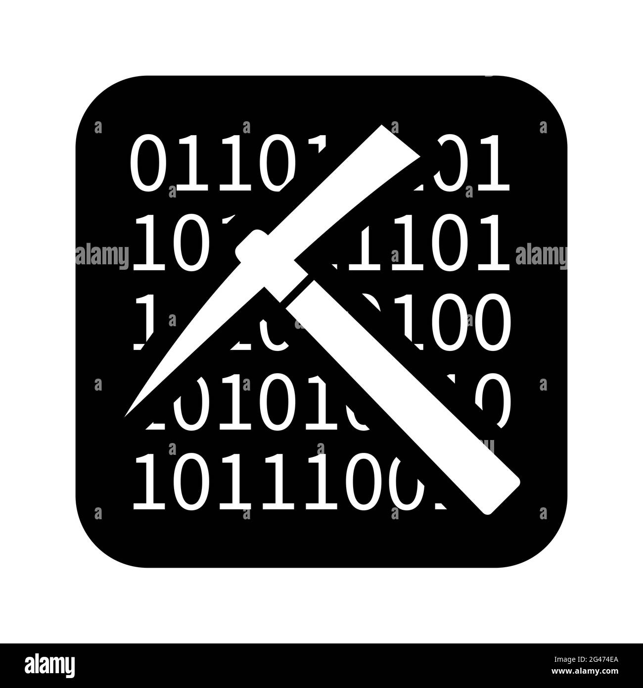 Krypto-Mining-Technologie-Symbol mit Spitzhacke-Symbol Stock Vektor