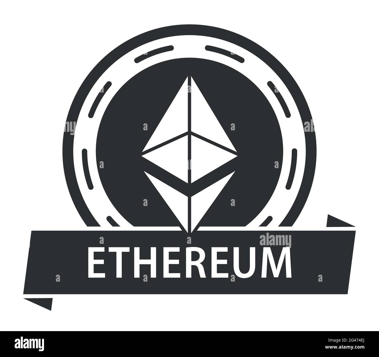 Ethereum Casino Chip Münze mit Band Symbol Logo Krypto Währung Vektor Illustration Symbol Stock Vektor