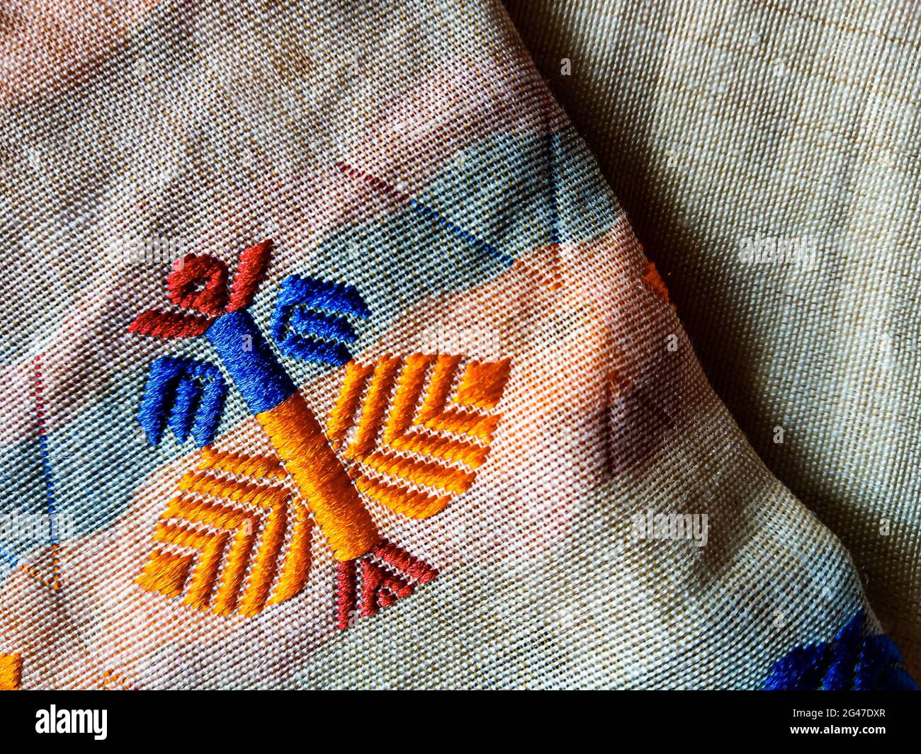 Stammesmuster oder ethnische Muster wird für assam-Motivdesign oder muga-Seide von assam verwendet. Ähnlich wie ukrainisches oder russisches Muster. Stockfoto