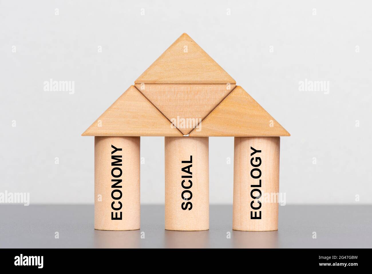 Wirtschaft, Soziales und Ökologie Stockfoto