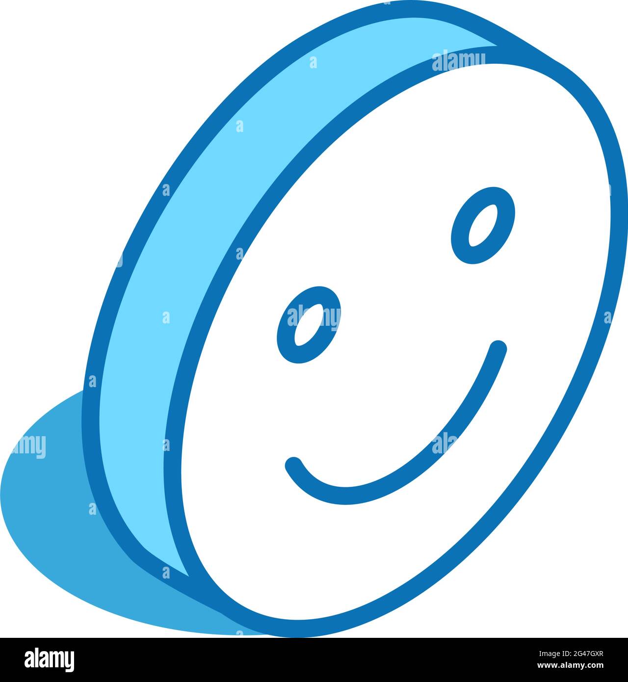 Positives Emoji-isometrisches Symbol. Gute Emotionen, glückliches Gesicht 3D-Linie Symbol. Stock Vektor